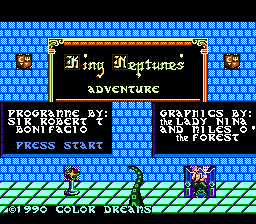 King Neptune's Adventure title screen for NES